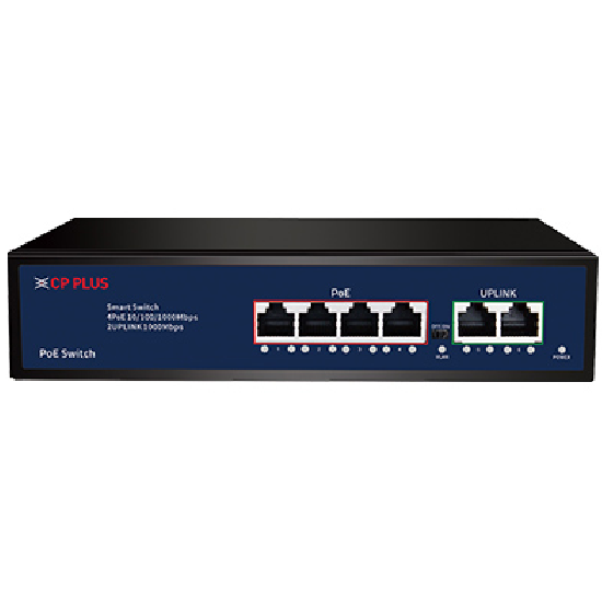 CP-6 Ports Switch with 4 Gigabit PoE Ports & 2 Gigabit Uplink Ports